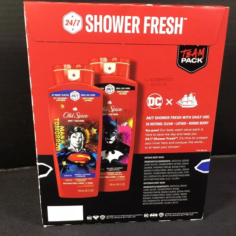 Old Spice Body Wash Superman Man of Tomorrow Batman Dark Knight Twin Pack 24 oz